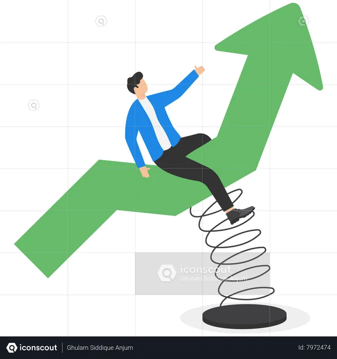 Riding Market Up Trend  Illustration