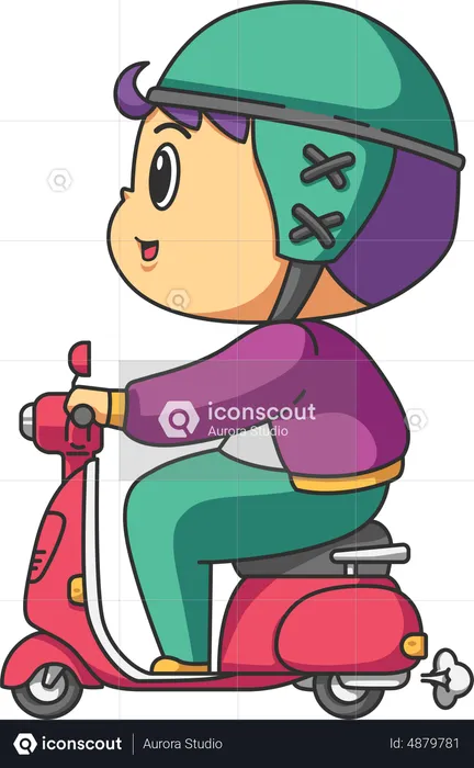 Riding Scooter Vespa  Illustration