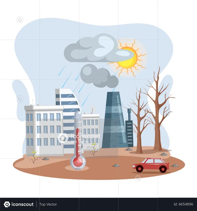 Rise in temperature due to global warming  Illustration