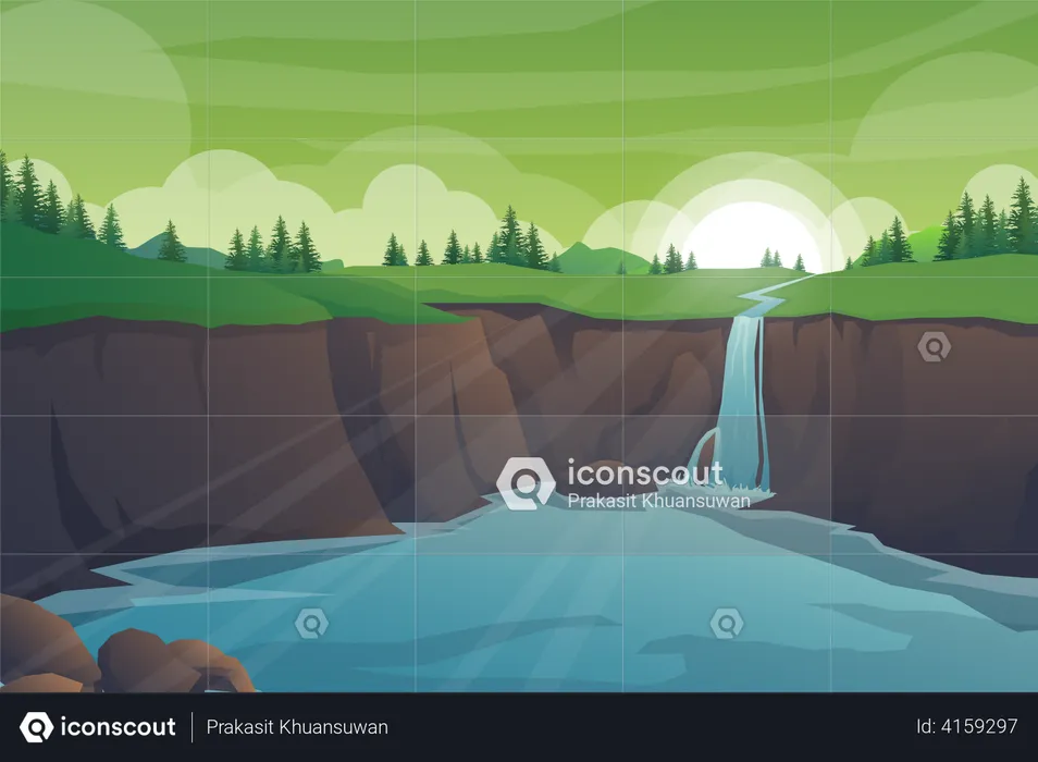 River streams of water flowing  Illustration