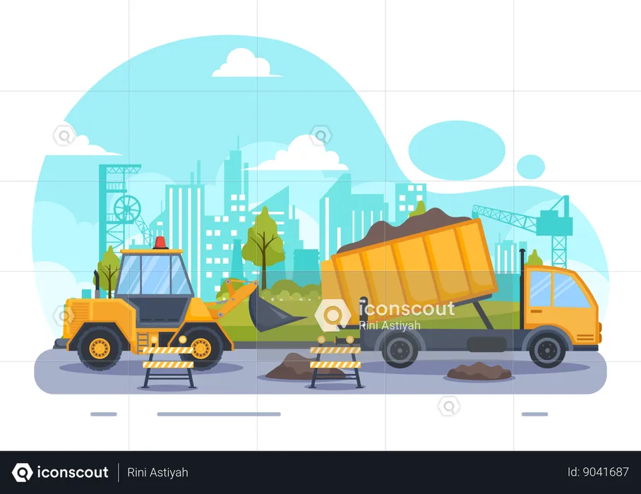 Road Construction  Illustration