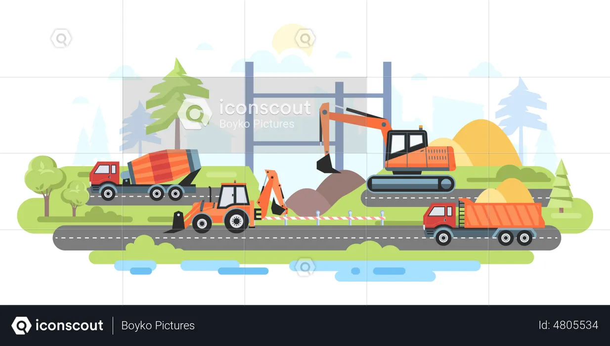 Road Construction  Illustration