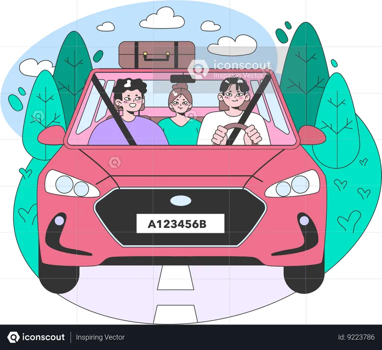 Road trip with friends  Illustration