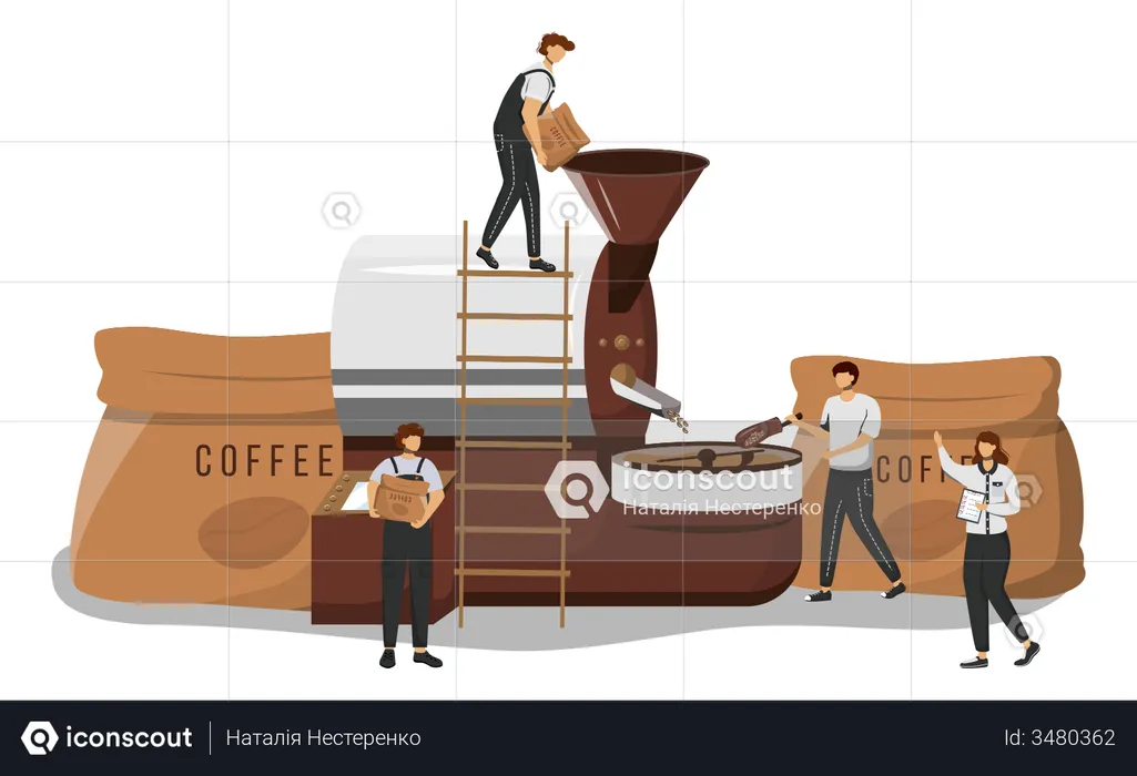 Roasting coffee beans  Illustration