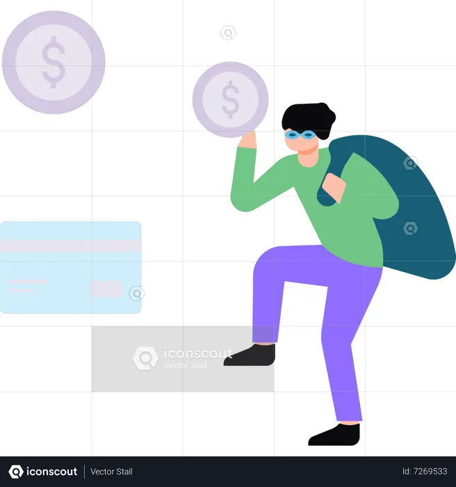 Robber stealing money  Illustration