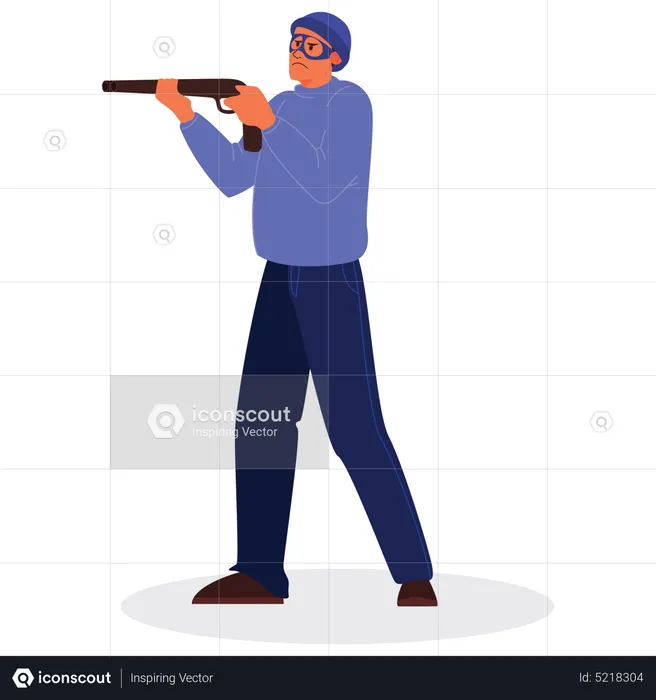 Robber with handgun  Illustration