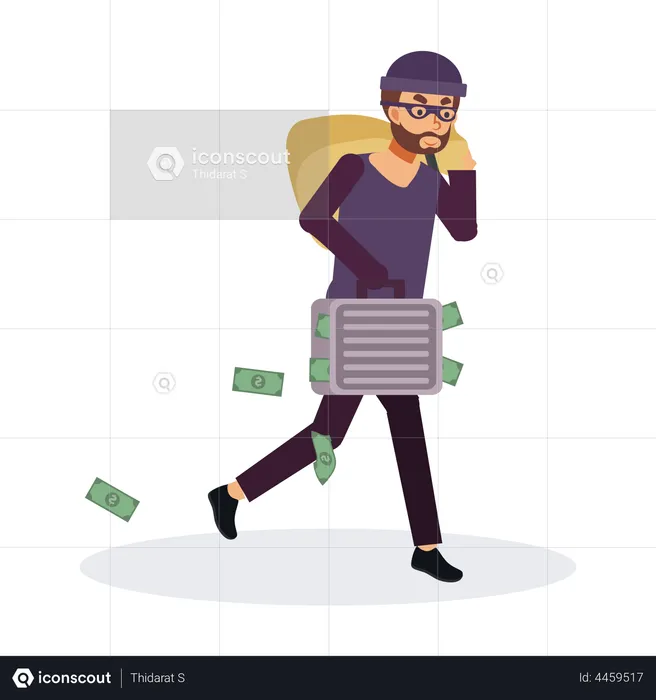Robber with money  Illustration