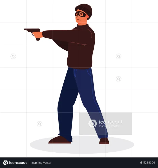 Robber with weapon  Illustration