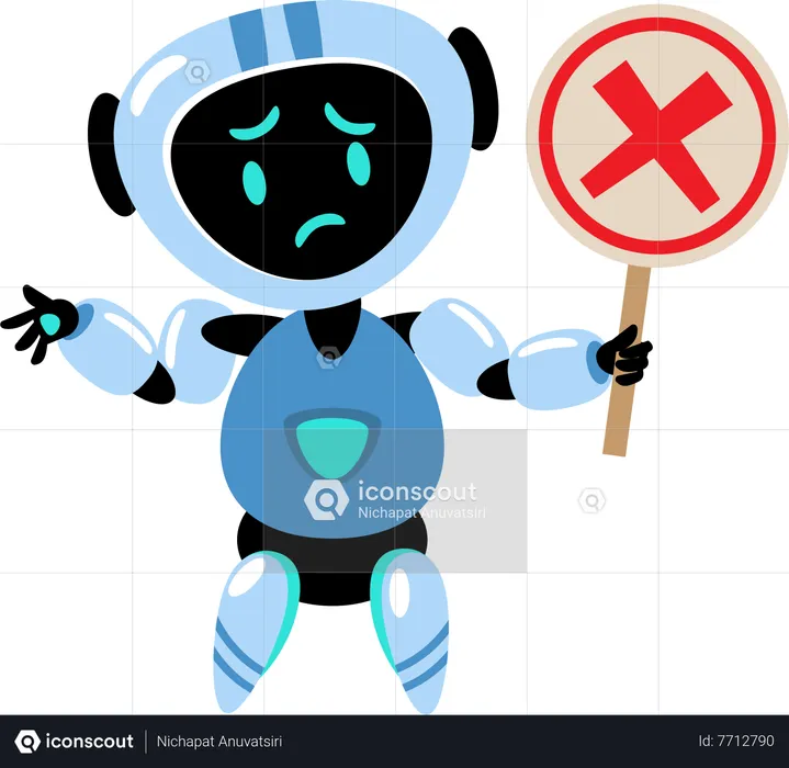 Robô com sinal errado  Ilustração