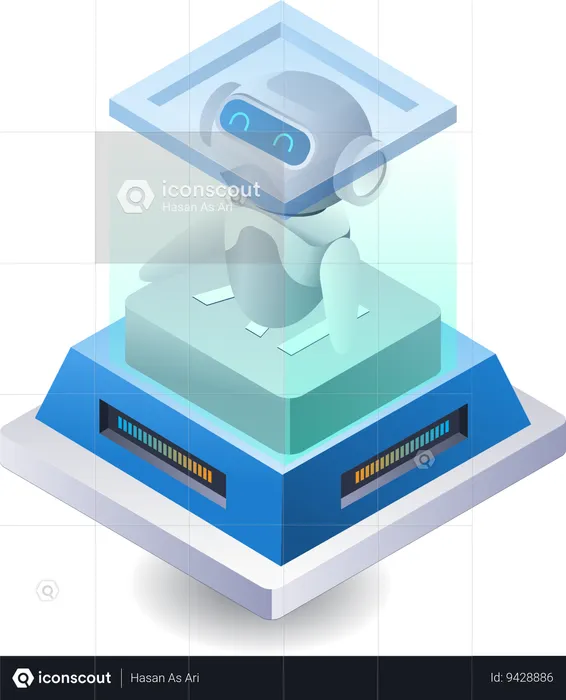 Robot AI protector server technology  Illustration
