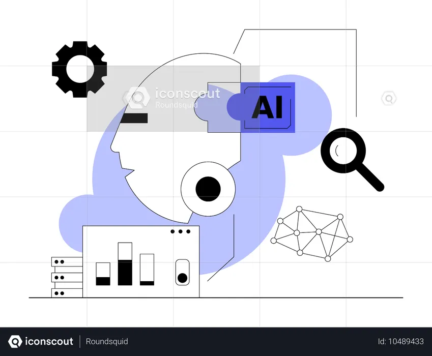 Robot analysant l'analyse des affaires  Illustration