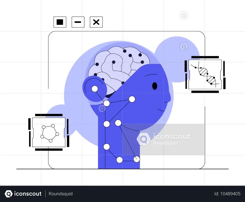 患者のDNAを分析するロボット  イラスト