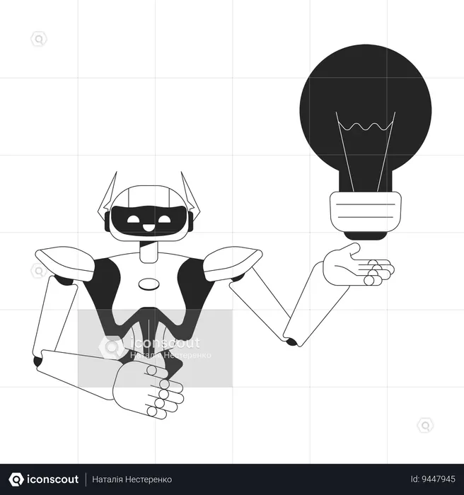 Robot assistant generating idea  Illustration