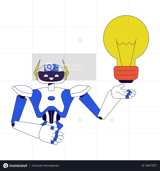 Robot assistant generating idea  Illustration