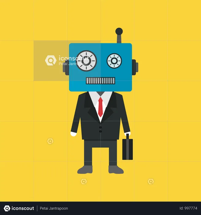 Robot Businessman In Uniform  Illustration