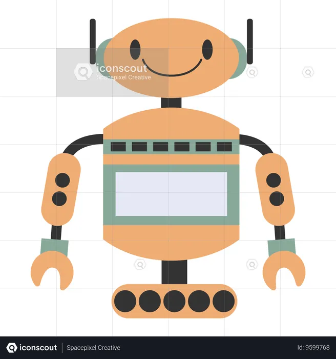Robot character with facial expressions  Illustration
