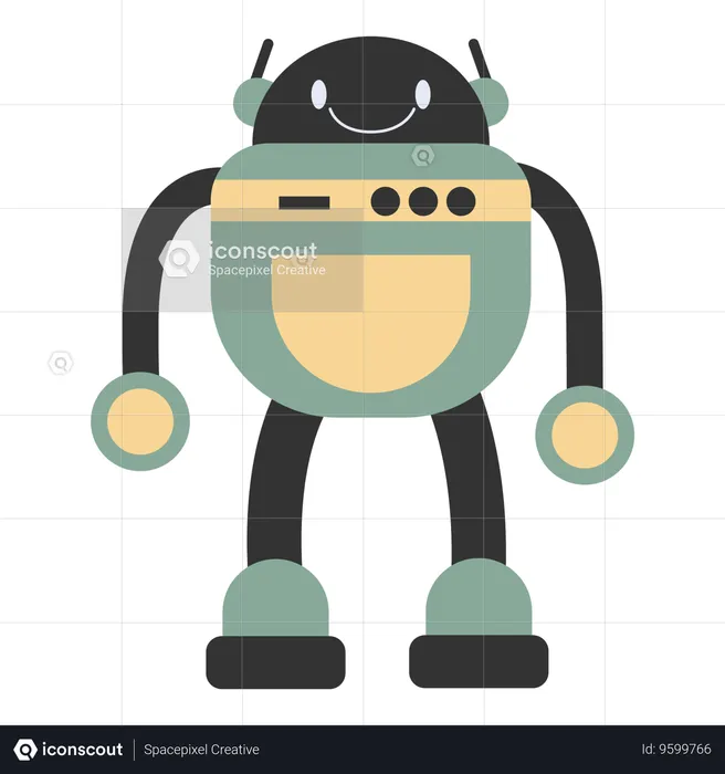 Robot character with facial expressions  Illustration