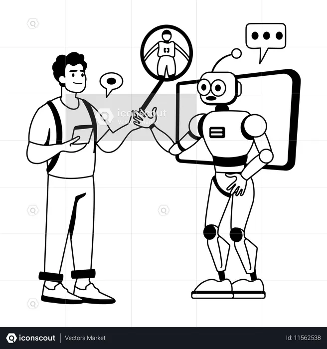 Robot chat with human  Illustration