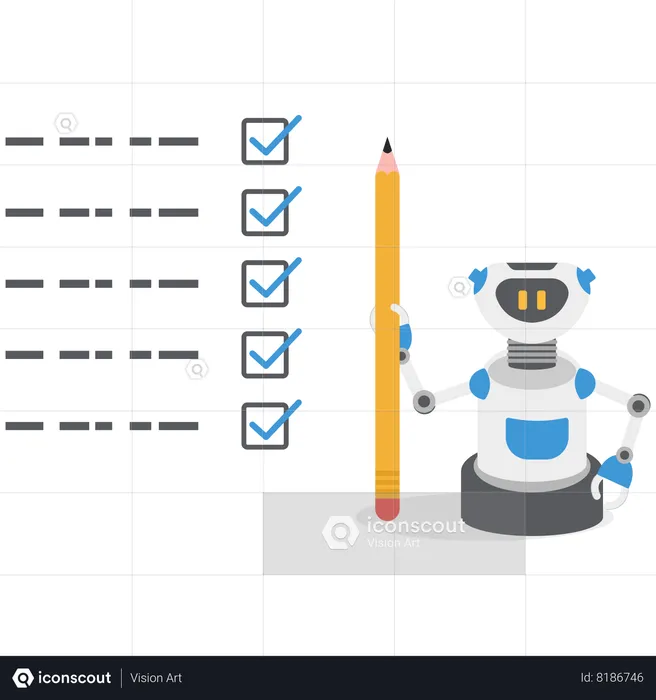 Robot checks the deadline  Illustration