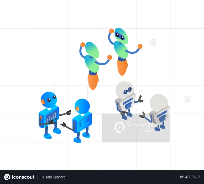 Robot doing business discussion  Illustration