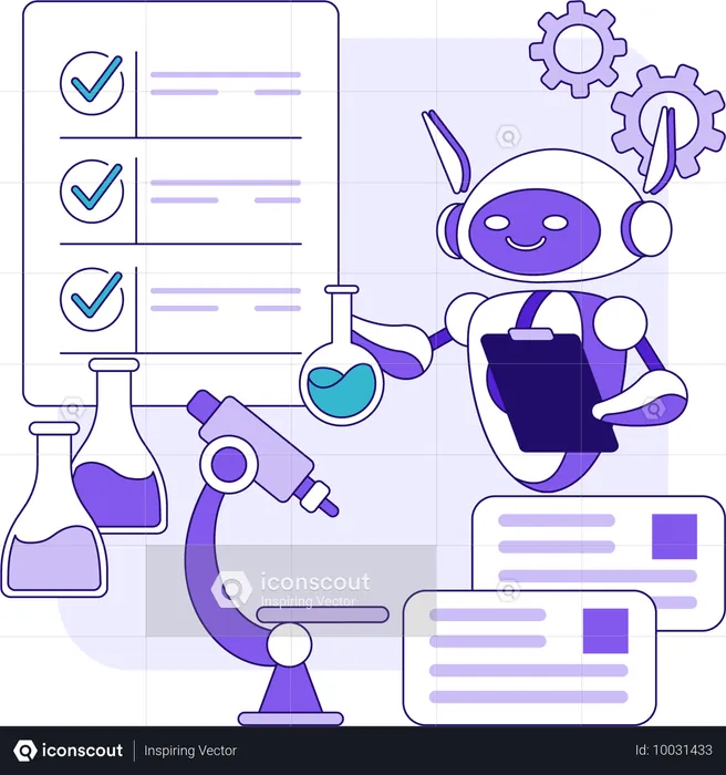 Robot doing medical research  Illustration