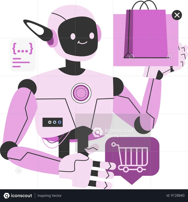 Robot doing shopping  Illustration