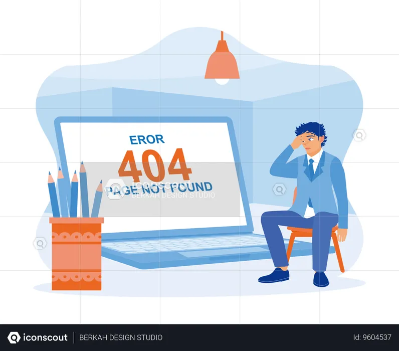 Robot facing 404 error  Illustration