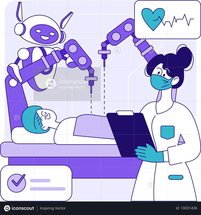 Robot faisant une chirurgie médicale  Illustration