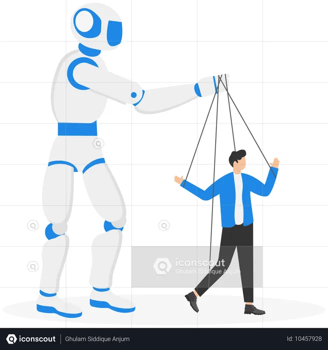 Robot hand manipulating businessman  Illustration