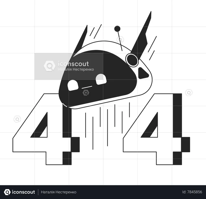 Robot head error 404  Illustration