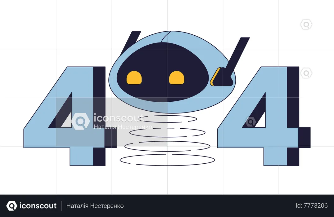 Robot head on spring error 404  Illustration