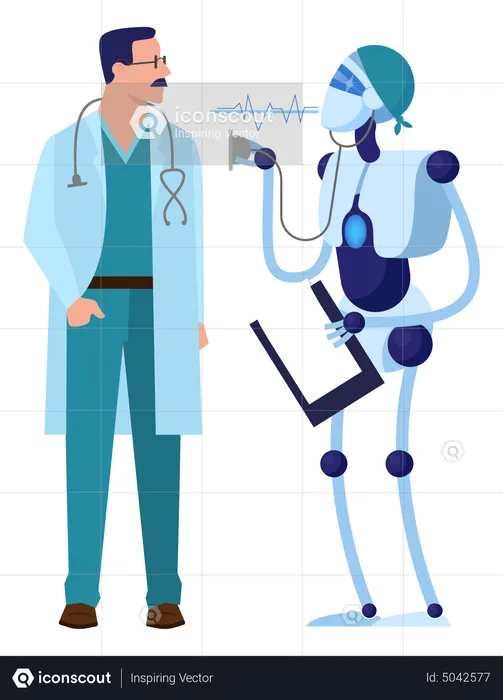 Robot help doctor with healthcare  Illustration
