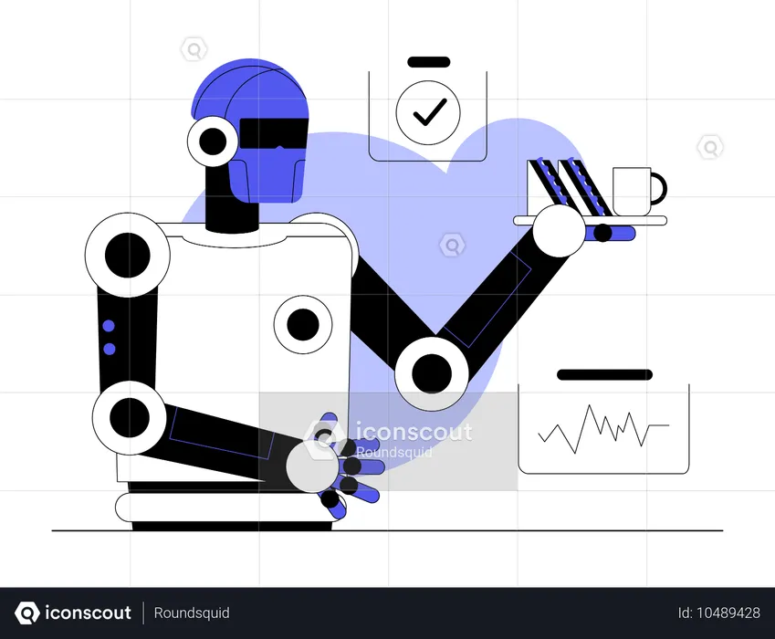 Robot helping man in domestic work  Illustration