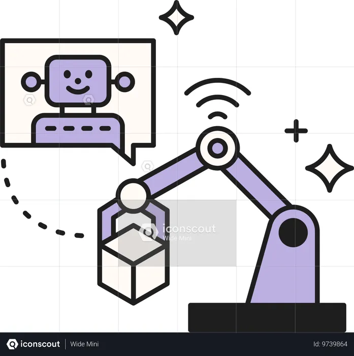 ロボットが在庫管理を支援  イラスト