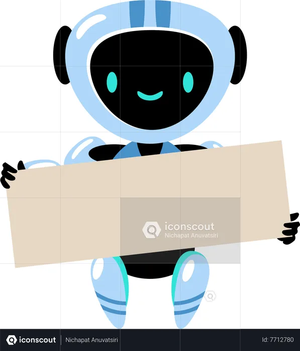 Robot holding board  Illustration