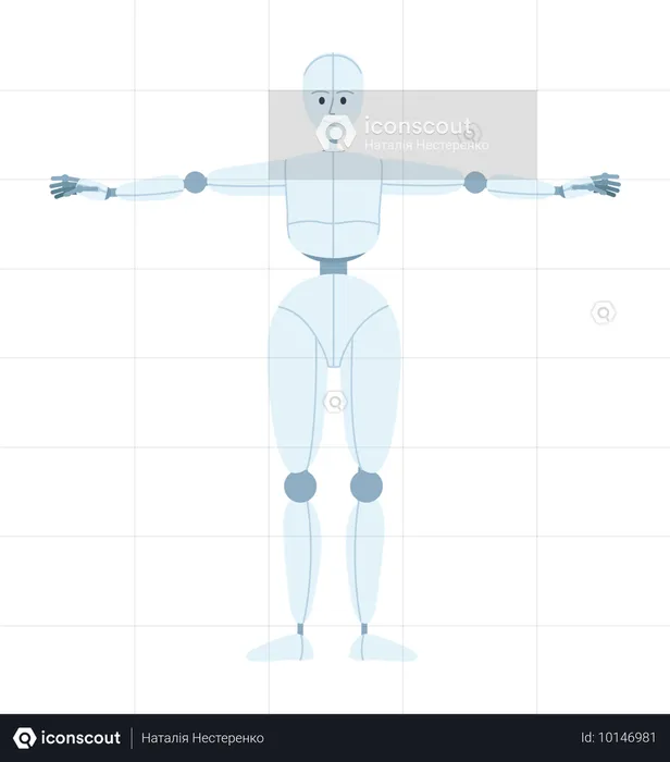 Robot humanoide haciendo ejercicio  Ilustración