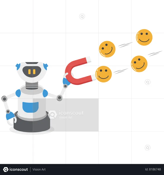 Robot is attracting smiley  Illustration