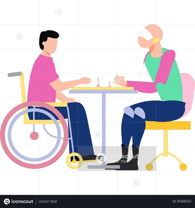 Robot is helping disabled person  Illustration