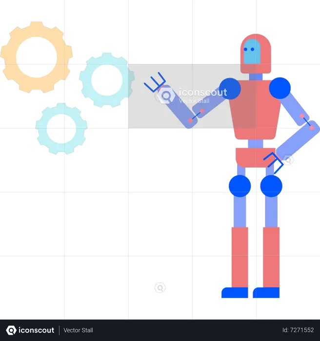 Robot looking at management  Illustration