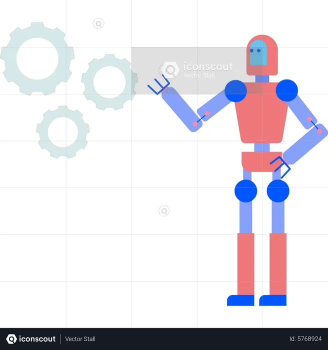 Robot mirando la gestión  Ilustración