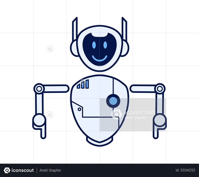 Robot pointing down  Illustration