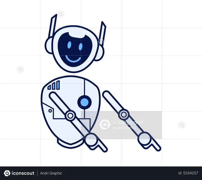 Robot pointing down gesture  Illustration