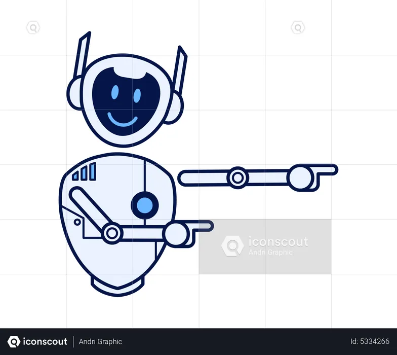 Robot pointing hands to rights  Illustration