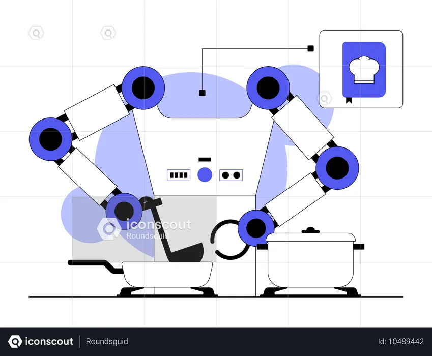 Un robot prépare un plat délicieux  Illustration