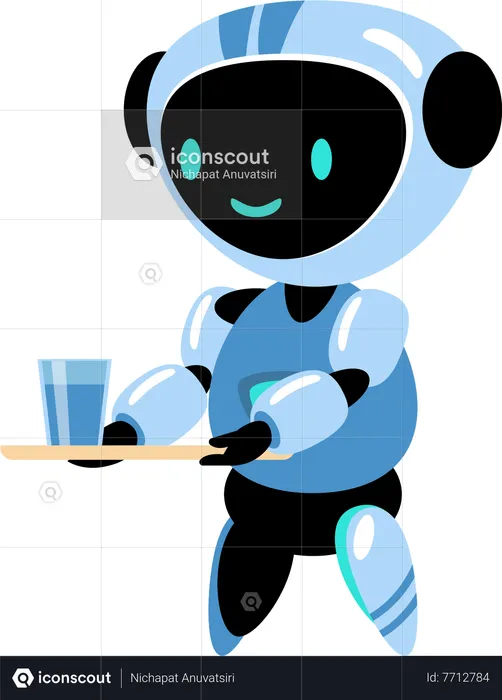 Robot serving water  Illustration