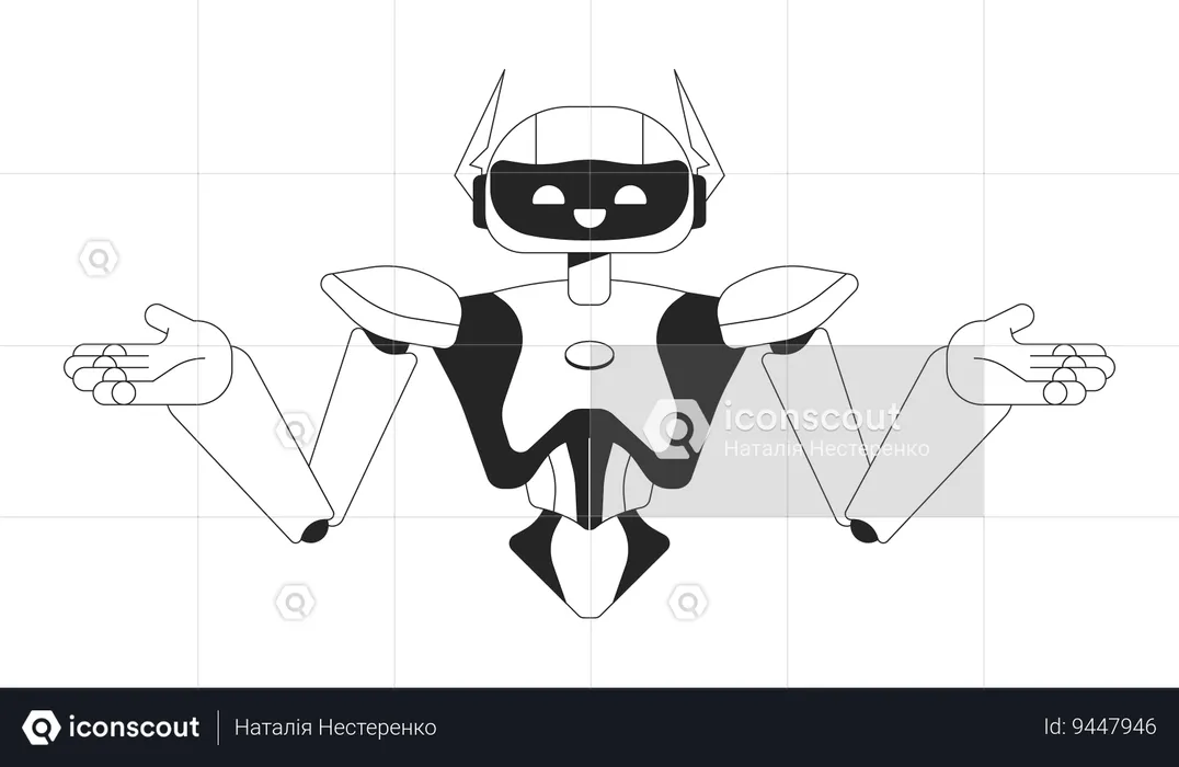 Robot shoulders shrugging  Illustration