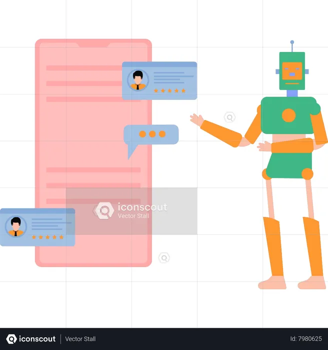 Robot showing user ratings  Illustration