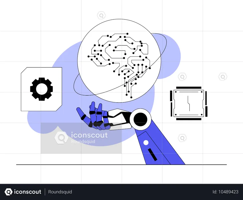 Le robot fonctionne sur la technologie de l'intelligence artificielle  Illustration