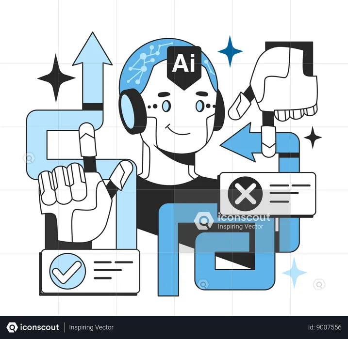 Robot uses AI technology  Illustration