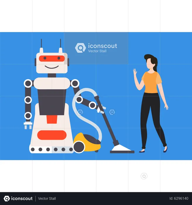 Robot vacuum cleaner cleans the floor  Illustration